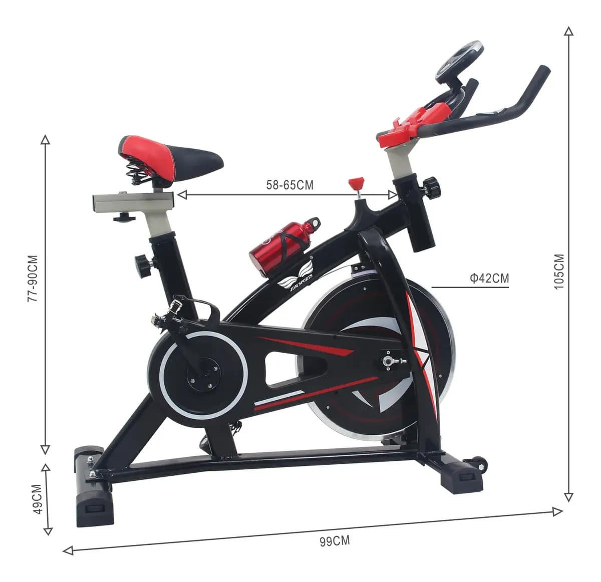 Bicicleta Spinning JDM Sports 7802 Volante 13kg Negro Con Correa y Asiento Ajustable