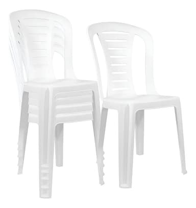 Silla Plástica X 6 Unidades Apilable Reforzada Reina Color Blanco Para Tu Casa