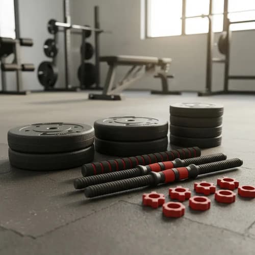 Kit Mancuernas y Barra con Tope a Rosca 30 Kg Discos PVC Color Negro