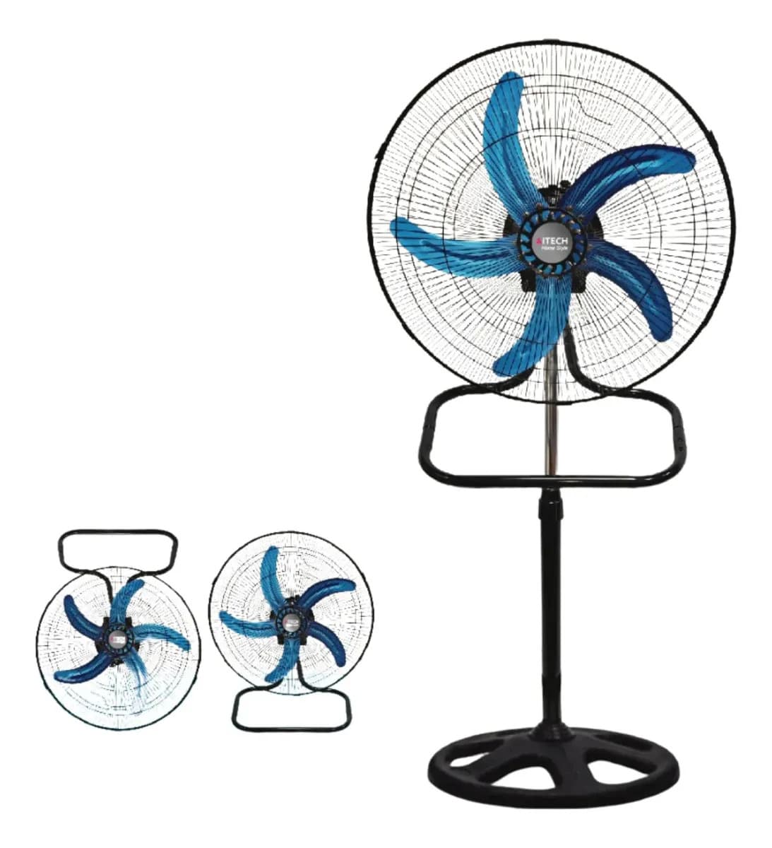 Ventilador 3 En 1 Pie Pared Turbo 18 Pulgadas 100w Metálico 46cm 50Hz 5 Aspas Metal Potente Silencioso Oscilante Regulable Hogar Oficina Dormitorio Cocina Verano Resistente Duradero Refrescante Práct