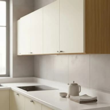 Alacena 160cm 4 Puertas Melamina C/ Estante Orlandi Cocina Color Malta / Almendra - Manija