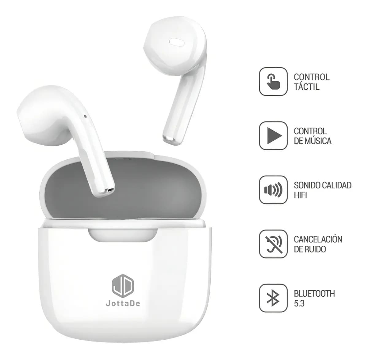 Auriculares Inalámbricos JD Air Free Bluetooth 5.3 In-Ear Blancos