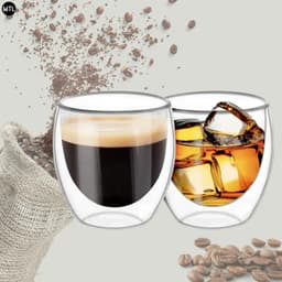 Set X2 Tazas Termicas Vidrio Doble Pared Mtl 80 Ml Cafe Espresso Te Infusiones Bebidas Calientes Frias Aislacion Termica Vidrio Borosilicato Alta Resistencia Uso Diario Hogar Oficina Regalo Compacto