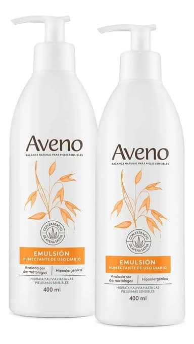 Emulsión Corporal Aveno para Piel Sensible con Avena, Pack de 2 x 400 mL