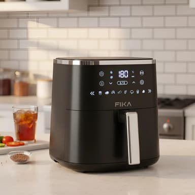 Freidora De Aire Fika EDGE 5 Litros Air Fryer Digital 1400w 8 Programas Sin Aceite Color Negro