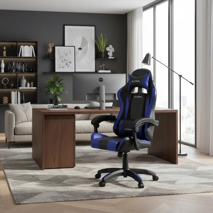 Silla Gamer Alpina FT-088 Ergonómica Reclinable Negro/Azul