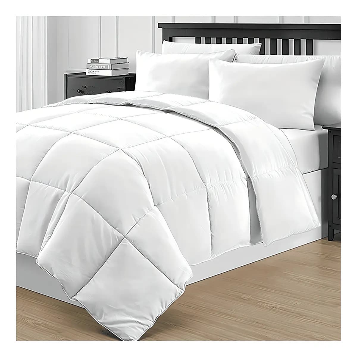 Plumón Kavanagh Simil Plumón 1 plaza diseño liso color blanco de 160cm x 240cm