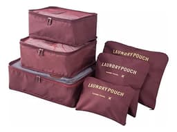 Set de Organizadores para Valija y Maleta de Viaje Bordó x 6 Piezas