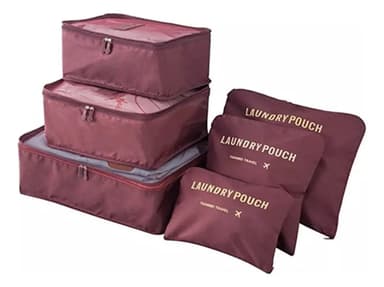 Set de Organizadores para Valija y Maleta de Viaje Bordó x 6 Piezas