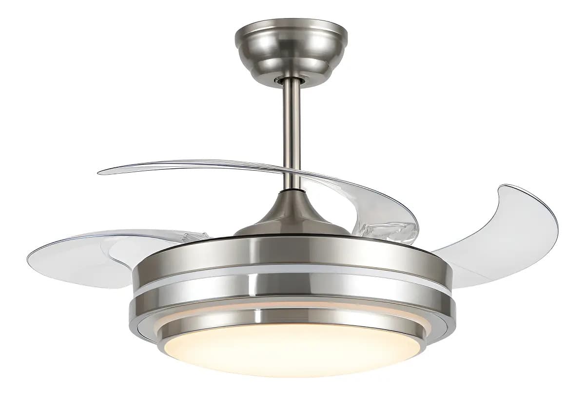 Ventilador De Techo Retractil 4 Aspas Control Remoto Ambi O 4 1.1 M Plateado Plástico Trasparentes