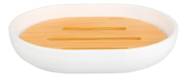 Jabonera Desmontable Blanco Bamboo Krea De Mesa Bambú Plástico