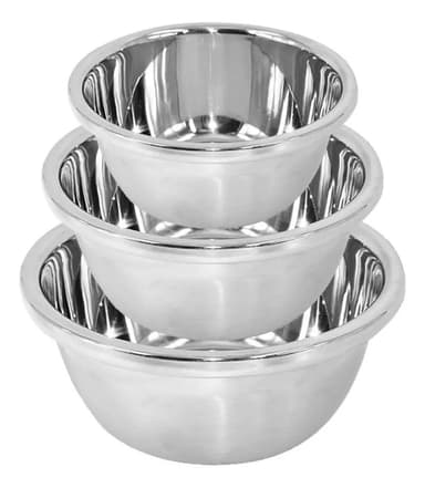 Set X3 Bowls Cocina Acero Inoxidable Batidor Para Batir Reforzado Reposteria Ensaladeras Acero Inoxidable Bowl Crema Levys Bazar