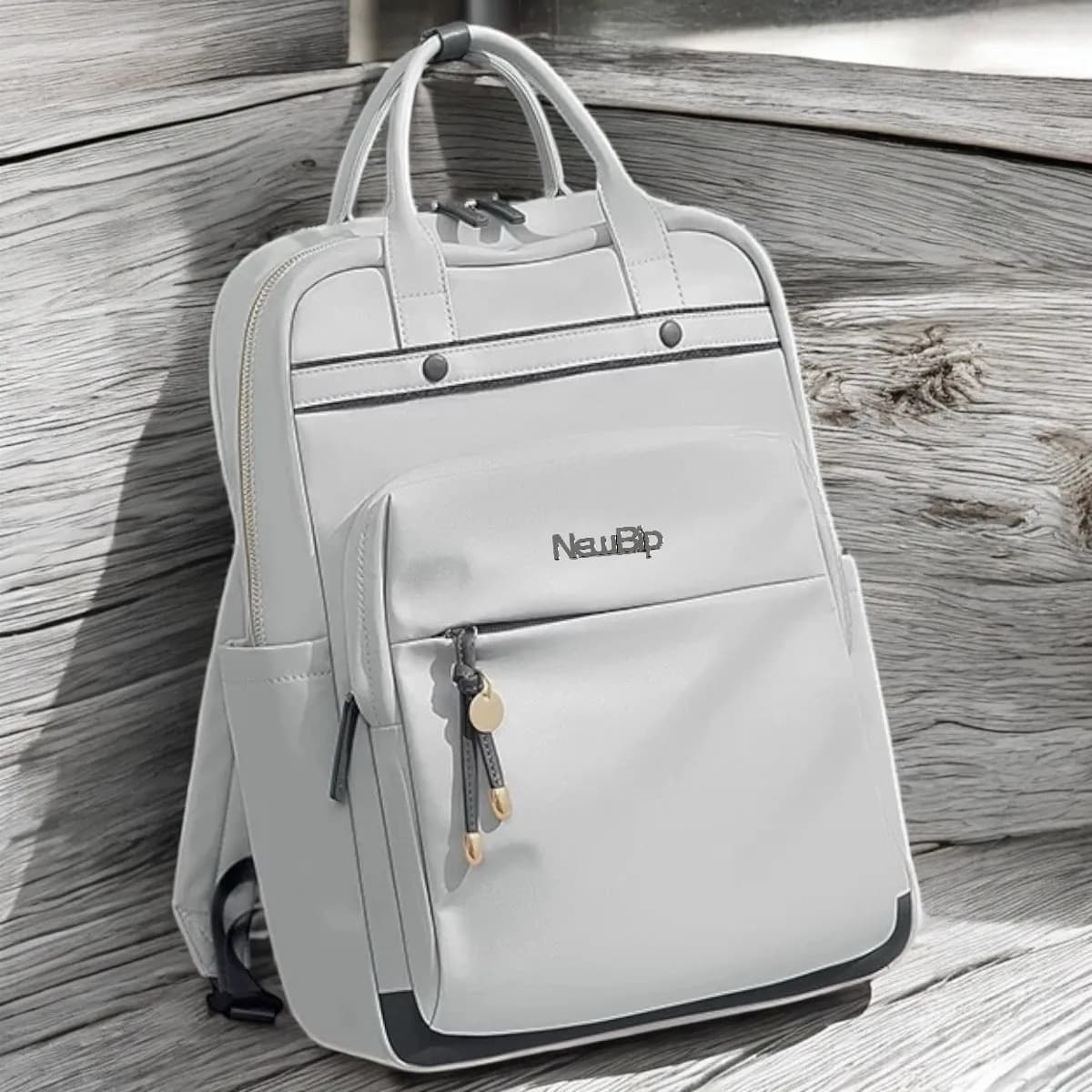 Mochila Bolso New Bip Tela Oxford Impermeable Urbana Unisex Color Gris Neblina Diseño De La Tela Liso