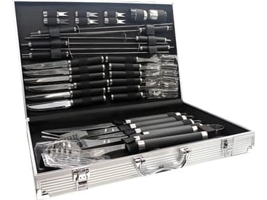 Set Parrillero Cubiertos En Maletín 33 Piezas De Acero Tk