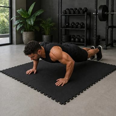 Hygge piso goma eva encastrable negro liso pack x4 piezas 60x60cm 1cm espesor bordes incluidos gimnasio fitness yoga pilates crossfit juegos infantiles resistente antideslizante amortiguacion