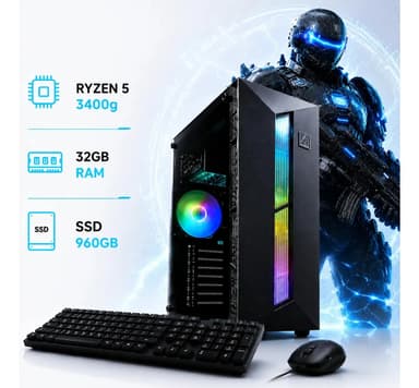 Pc Ryzen 5 Completa 3400g | 32 gb | 960 gb | Wi-Fi | Mouse y Teclado | Aconcawa PC