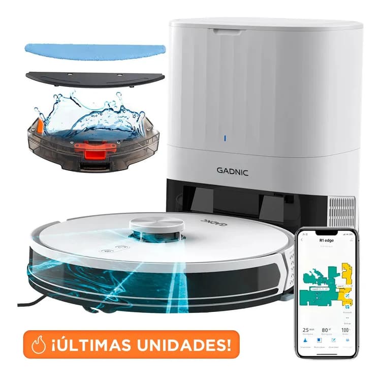 Aspiradora Robot Gadnic 5000 Pa LIDAR 360 Base Autolimpiante Bolsa 3.2 Litros 140 Min Autonomia 3200 mAh App Tuya