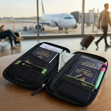 Porta Documento Con Cierre Negro | Porta Pasaporte Marca Lookmy | Organizador De Viaje Portapasaporte Celular Tarjetas Pasajes |