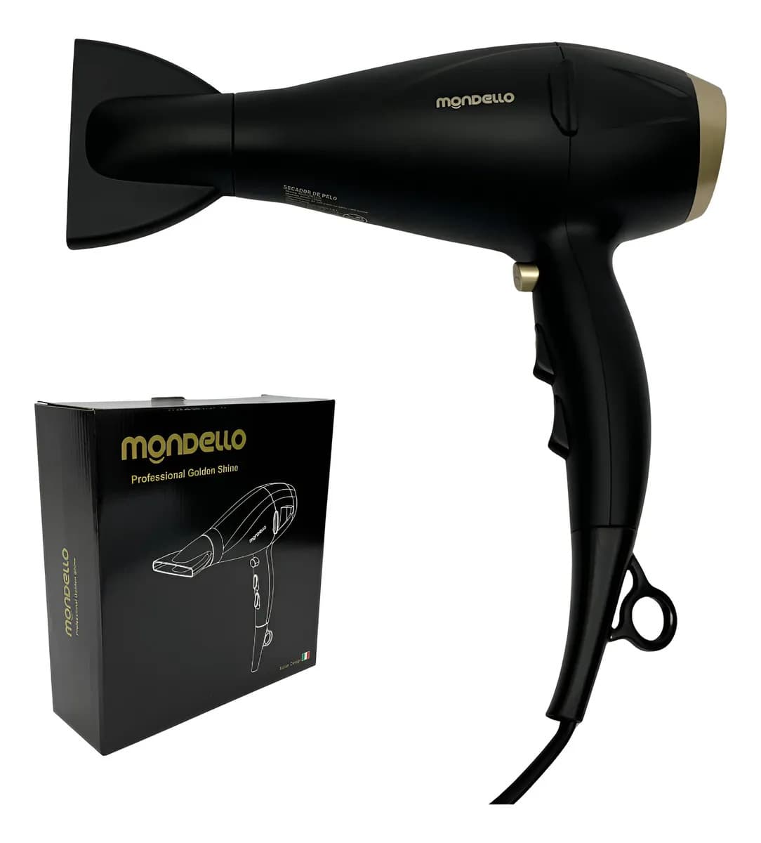Secador Pelo Profesional Ion Potente Antifriz 2200w Mondello Negro