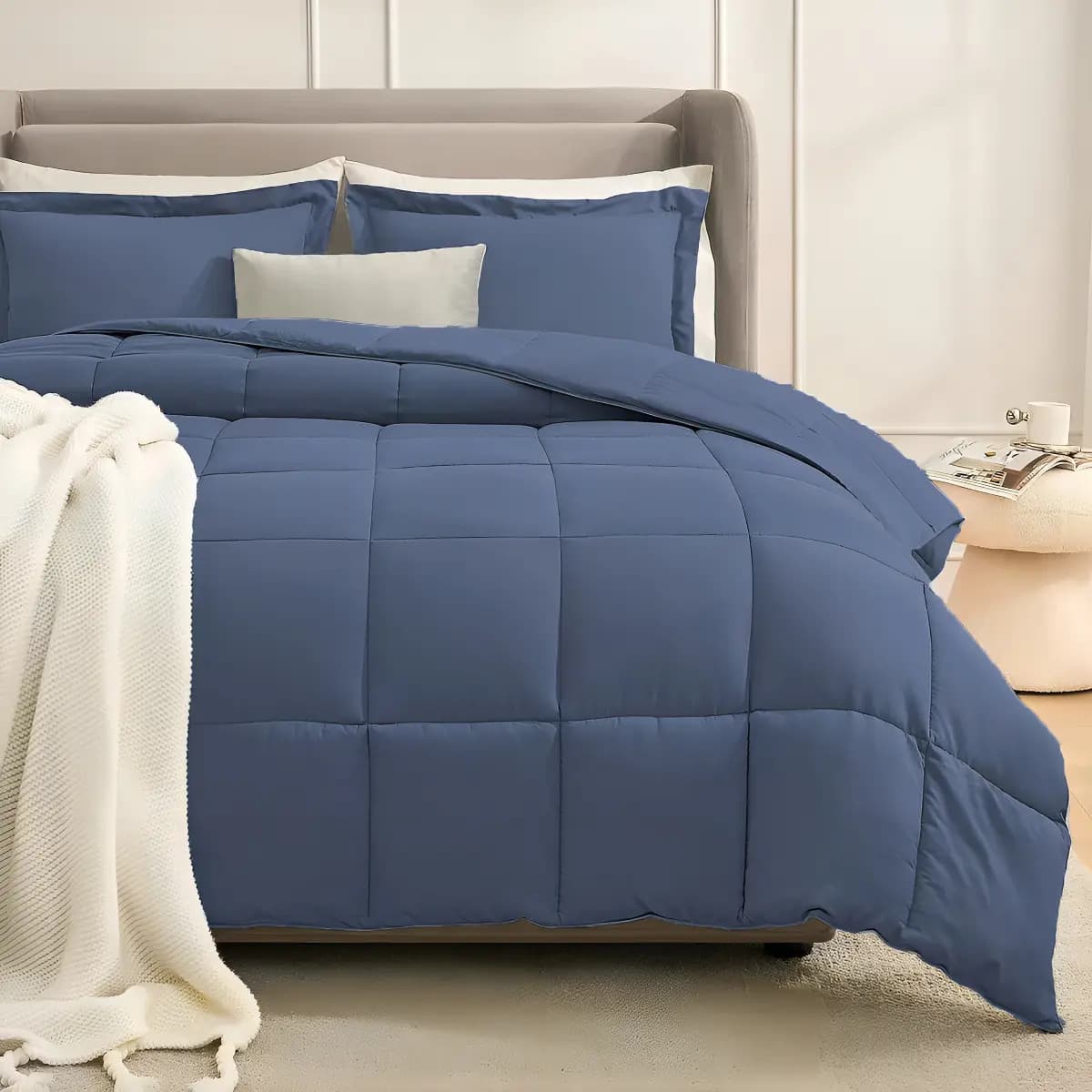 Acolchado Edredon 600 H C/ Fundas King Size 280x260 Color Azul Aero