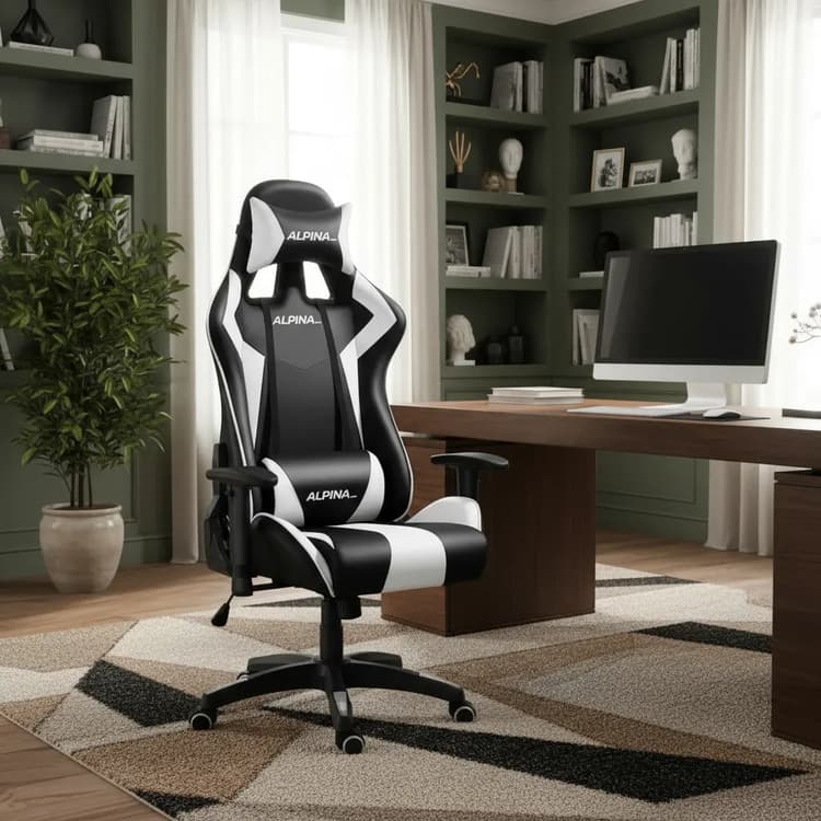 Silla Gamer Alpina FT-055 Ergonómica Reclinable Negro/Blanco