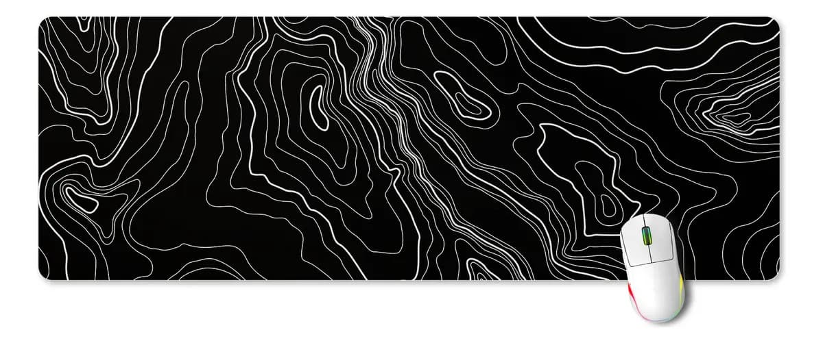 Mouse Pad Gamer Omaigat Topografía Negro Xl | 800x285x3mm