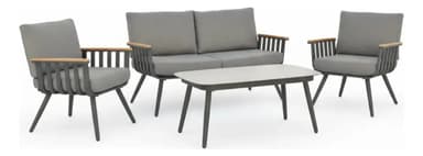 Juego Living Balcón Exterior 4 Piezas Aluminio Aria Utile Ct Gris