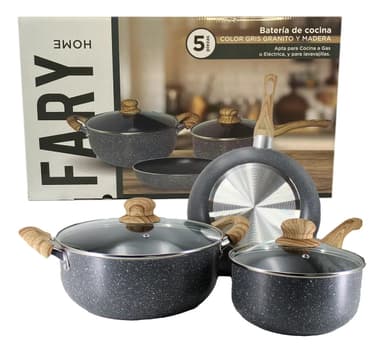 Set Ollas Fary Home 5 Piezas Antiadherentes Granito Cocina Gas Eléctrica