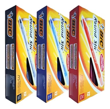 Bolígrafos Biromes Bic Round Stic Lapiceras Colores X36 Azul, Negro Y Rojo