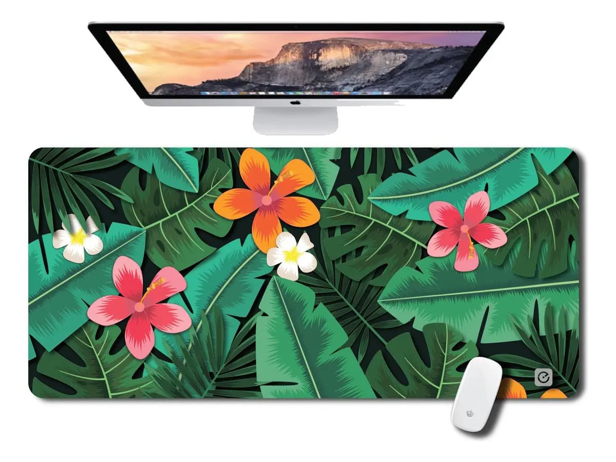 Pad Grande Xl 84x38cm Gamer Oficina Mouse Y Teclado Diseño impreso Flower power