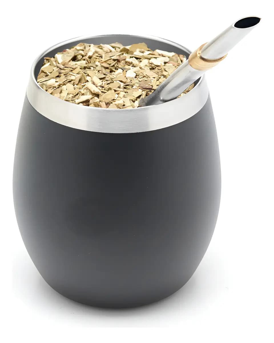 Mate Térmico de Acero Inoxidable 236ml con Bombilla Ozz SS-8 Color Negro