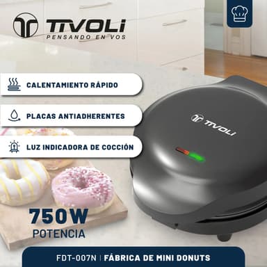 Fabrica De Mini Donas Tivoli Donuts Maker 750w - Placas Antiadherentes Color Negro