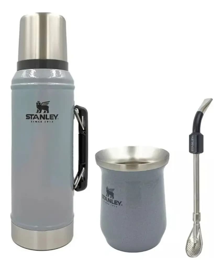 Combo Stanley Termo 950 Ml. + Mate + Bombilla Colores Color Gris Lisa
