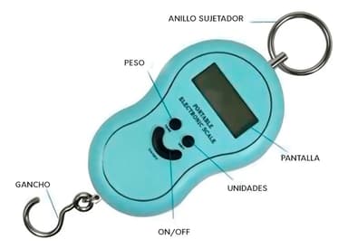 Balanza Digital Portátil De Mano Hasta 50 Kg. Valija Pesca Color Celeste Genérica