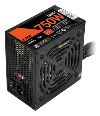 Fuente 750w Lnz Zx 750-gz C/cables Mallados Red Fan Color Negro