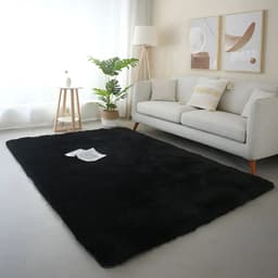 Queny Home Shaggy 2x1,4 Mts Alfombras Nórdicas Pelo Largo Colores Ancho 1.4 M Color Negro Diseño De La Tela Liso Largo 2 M