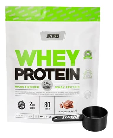 Star Nutrition Whey Protein 908g Sabor Chocolate Suizo Doypack En Polvo + Scoop Legend Nutrition Proteina