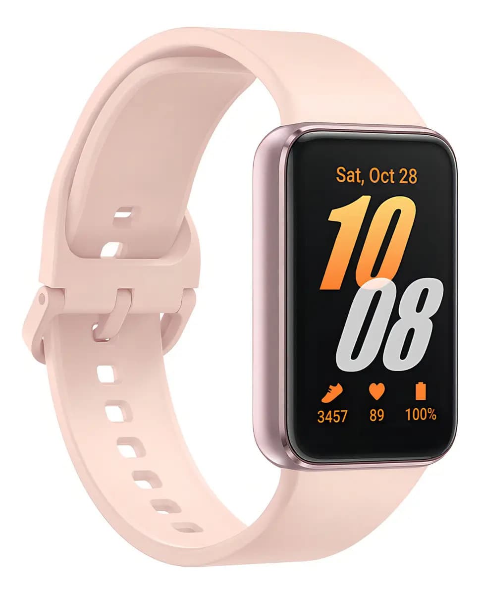 Samsung Galaxy Fit3 Pink Gold 1.6 Amoled Caja Blanco Malla Rosa Bisel Rosa Diseño de la malla Sport