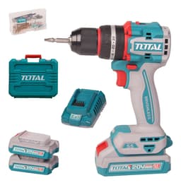 Taladro Percutor Atornillador TOTAL 20v Industrial, Motor Sin Carbones Bl, Mandril 13mm, Maletín, 2 Baterías Y Cargador Ultra Rápido, Modelo Compacto