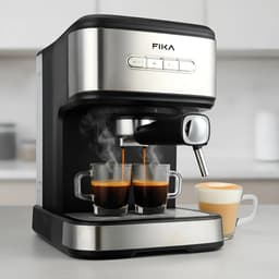 Cafetera Express Eléctrica Automática Fika Vaporizador 1,5 Litros 1100w 20 Bares Acero Inoxidable Y Negro
