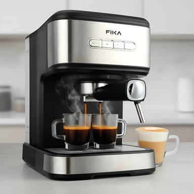 Cafetera Express Eléctrica Automática Fika Vaporizador 1,5 Litros 1100w 20 Bares Acero Inoxidable Y Negro