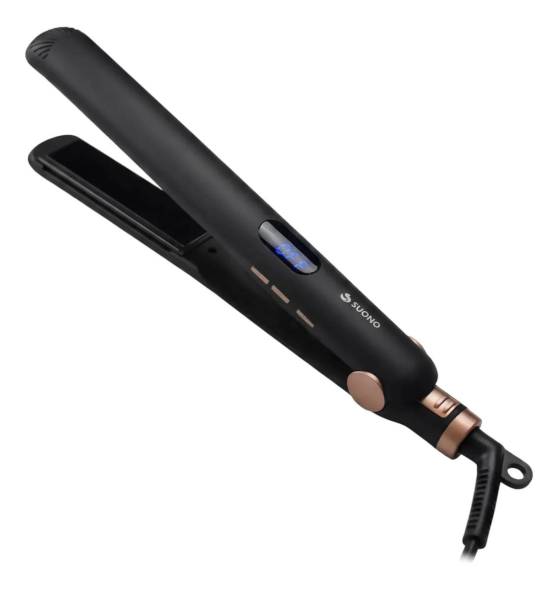 Planchita De Pelo Suono Con Turmalina Keratina 28mm Alisador Con Estuche LCD Color Negro