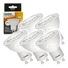 Pack 5 Focos Led Dicroica Gu10 7w Blanco Cálido 3000k