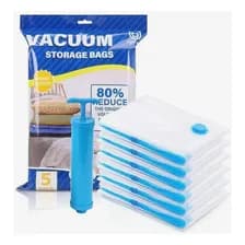 Set X5 Bolsas Al Vacio 50x70 Cm Con Bomba Manual Para Guardado Organizador De Ropa Valija Viaje Ahorro Espacio Compresión Hermética Plástico Resistente Reutilizable Hogar Levys Bazar Transparente