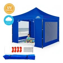 Gazebo Gadnic 3x3 Plegable Impermeable Uso Temporal Toldo Con Paredes Y Puerta Cierre Relampago Azul