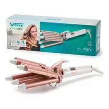 Buclera Rizador Cerámica Vgr V-528 5 Ondas Temperatura 220° Color Blanco Y Rosa Blanco/rosa