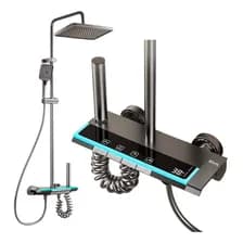 Ducha Inteligente Gadnic Display Led 4 Modos Acero Inoxidable Vidrio Templado Altura Ajustable 85 A 120 Cm