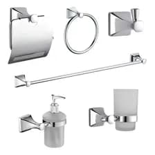 Set Accesorios Baño 7 Piezas Bodie Acero Inoxidable Cromado Con Jabonera