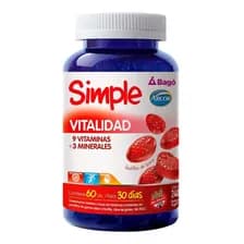 Simple Bago Vitalidad Minerales Vitaminas 60 Pastillas Goma Sabor Frutilla
