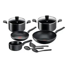 Batería De Cocina De 10 Piezas Super Cook Tefal Color Negro Negro